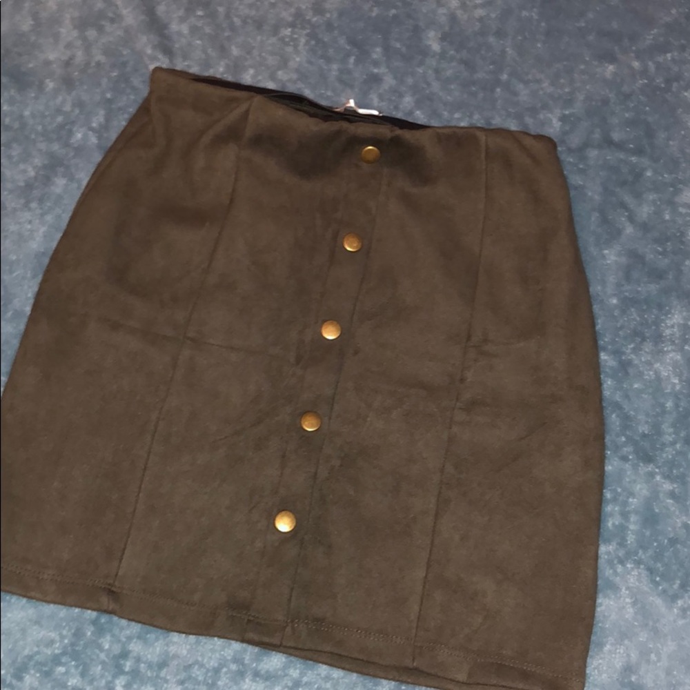 Olive green, velvety pencil skirt